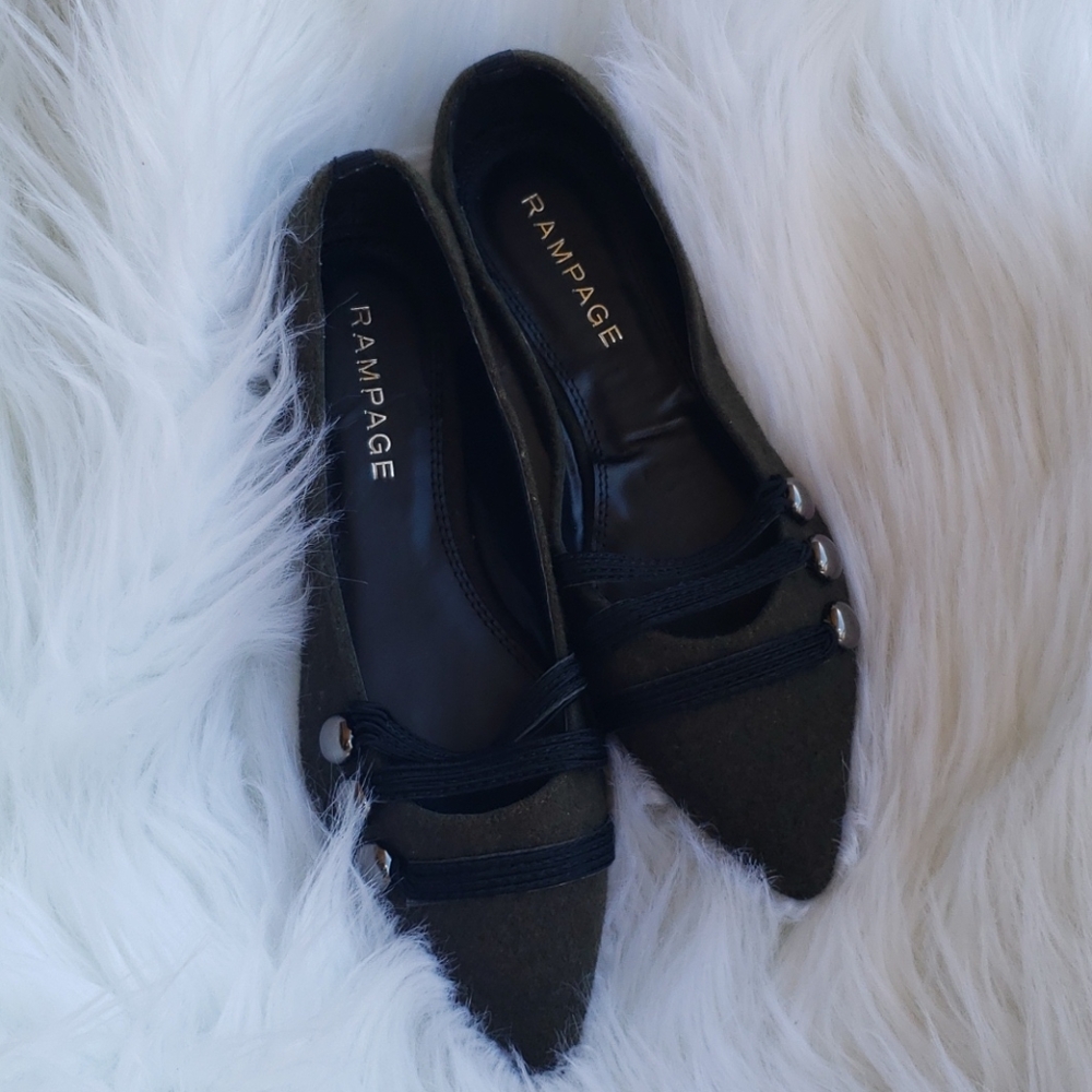 [NEW] Rampage Army Green Felt Flats
